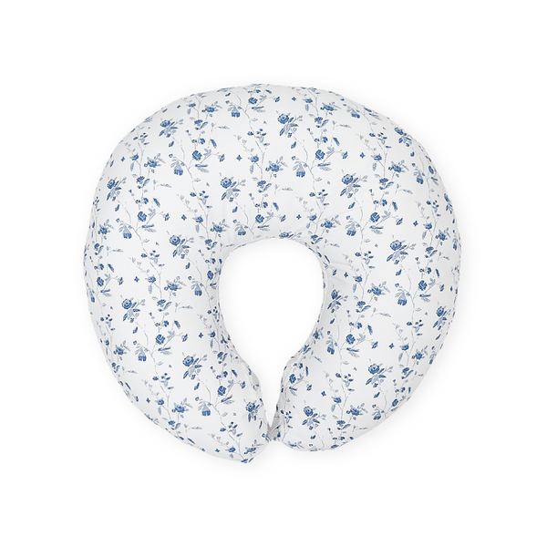 Nursing & Feeding Pillow – Blue Foral Print Comfortable Support Cushion for Moms & Babies