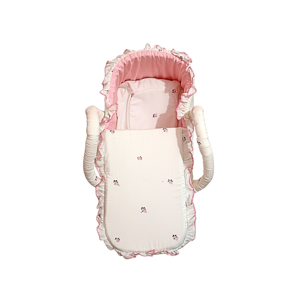 Baby Moses Basket Floral Print, Pink & White Newborn Bed