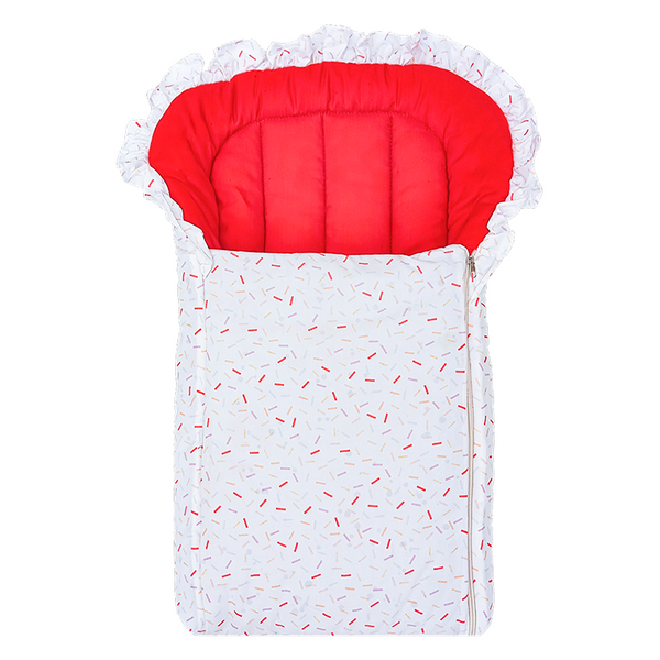 Red Shapes Frill Baby Carrynest  - 100% Pure Soft Cotton