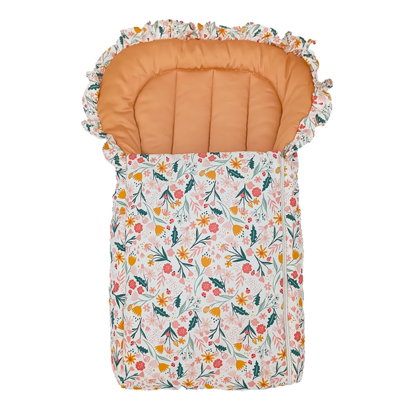 Peach Floral Frill Baby Carrynest - 100% Pure Soft Cotton