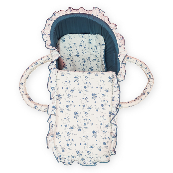 Baby Moses Basket - Blue Floral Print