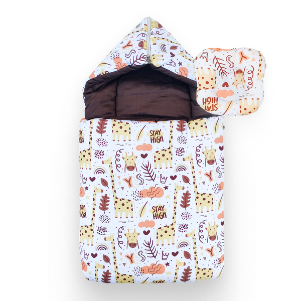 Animal Print Hooded Carrynest with Head Shaping Pillow