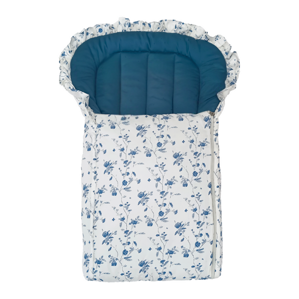 Blue Floral Frill Baby Carrynest - 100% Pure Soft Cotton